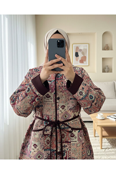 Modamorfo Μπουφάν με έθνικ σχέδιο με διπλωμένο μανίκι και κορδόνι στη μέση -G.Kurusu