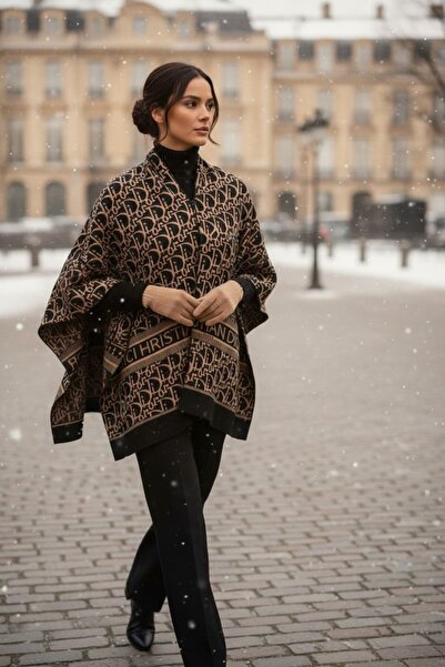 Onur معطف بانشو - ملابس خارجية منسوجة من القماش المحبوك، معطف بانشو شتوي يحافظ على الدفء، ملابس خارجية عالية الجودة، متجر أزياء