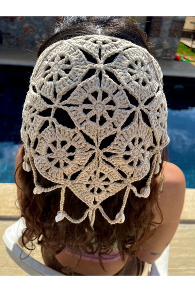 RA Design Hand Knitted Bandana with Conch Shell Detail