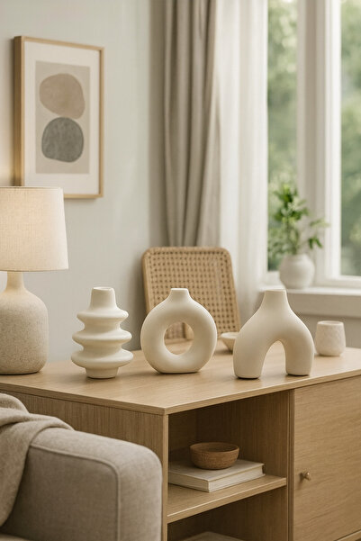 DOAHOMECONCEPT 3’lü Minimal Dekoratif Vazo Seti 9 cm