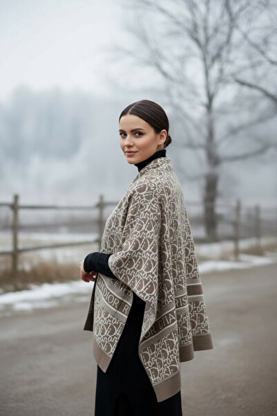 Onur Poncho - Woven Fabric Knitwear Hijab Poncho Winter Keep Warm Outerwear Quality Fashion Store