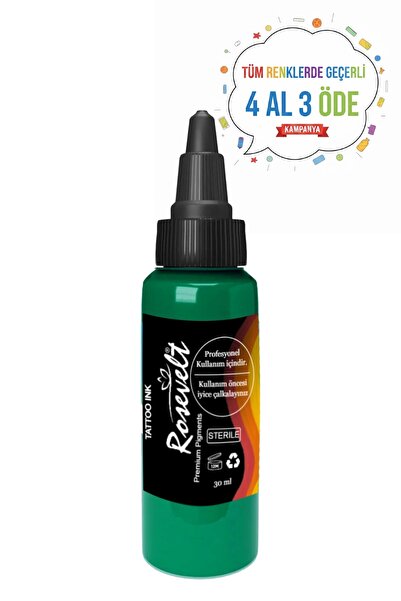 ROSEVELT Dövme Boyası Rainbow Tattoo Ink Yeşil 30 ml