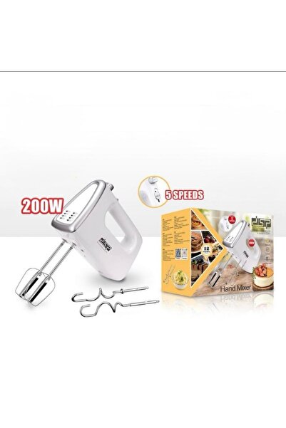 SmartElectro Mixer de mână 200W, 5 viteze, accesorii din oțel inoxidabil, design premium alb și argintiu