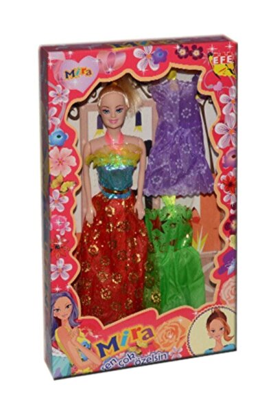 Genel Markalar Mira Yedek Elbiseli Oyuncak Bebek+girl Barbie Tekli Bebek (2 Adet Kutulu Bebek)