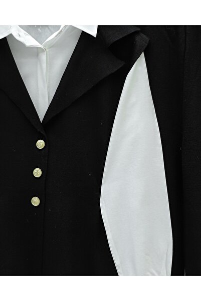 Modamorfo Buttoned V-Neck Vest Pants Knitwear Set -Black