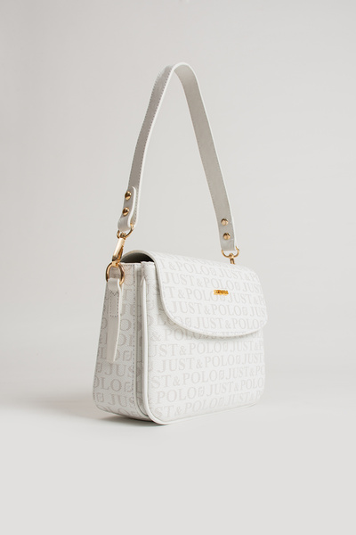 Just Polo Beyaz Kadın Omuz Çantası Yeni Sezon Monogram Kumaş