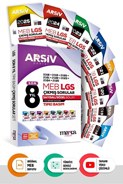Marka Yayınları Lgs Son 8 Yıl 8. Sınıf Arşiv Serisi Tıpkı Basım Çıkmış Sorula...
