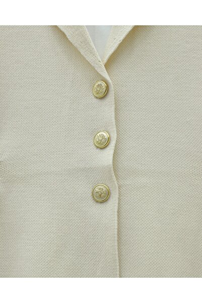 Modamorfo Buttoned V-Neck Vest Pants Knitwear Set - Cream