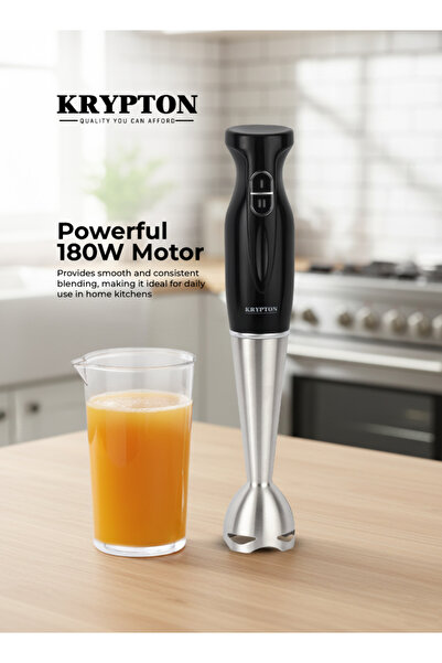 KRYPTON خلاط يدوي متعدد الأغراض بقوة 180 واط مع كوب سعة 600 مل، وتحكم في سرعتين، وشفرة من الفولاذ المقاوم للصدأ
