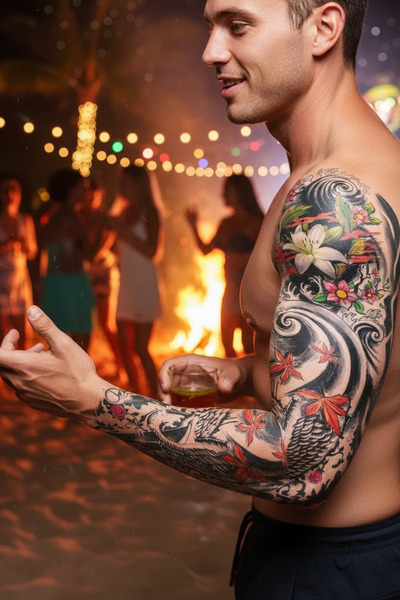 TAKIŞTIR Geçici Çiçek Figürlü Kol Dövme Tattoo