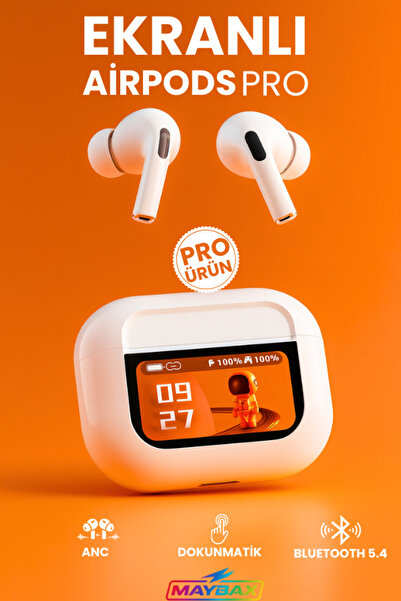 Maybax 3.nesil Pro Dokunmatik Ekranlı Anc&enc Bluetooth 5.4 Kulakiçi Silikonlu Kulaklık Ios Android Uyumlu