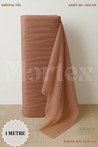 Mortex Pudra Kristal Tül Boy 1 MT En Sabit 3 MT Nişan, Kına, Düğün, Bohça, Ka...