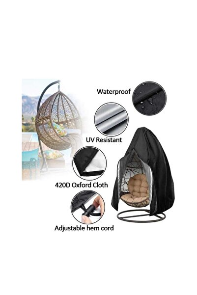 OEM Husă impermeabilă pentru scaun suspendat cu fermoar, 115x190cm, neagră, poliester