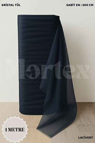 Mortex Lacivert Kristal Tül Boy 1 MT En Sabit 3 MT Nişan, Kına, Düğün, Bohça,...