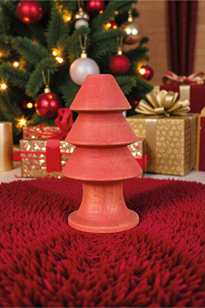 AsilAksesuar Doğal Masif Ahşap Kırmızı Dekorasyon Aksesuar Obje Biblo Yılbaşı...