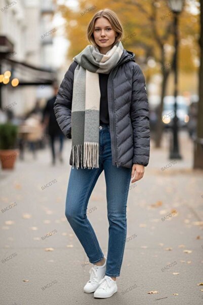 Bacoss Eșarfă moale cu textura în relief în carouri (BC-1238)