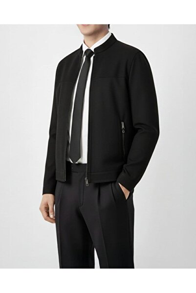 TerziAdemAltun Italian Style Slim Fit Seasonal Men's Suede Coats Slim Jacket Black T4907