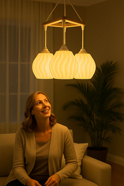 Sellor Modern Sarkıt Üçlü Bohem Avize ( 23x27 cm ) Bubble Serisi Salon Mutfak...