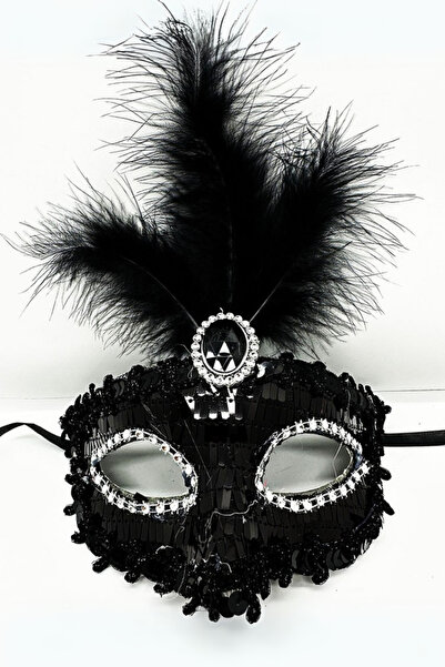 samur parti parti aksesuar & kostüm Siyah Renk Tüylü Gözleri Taşlı Balo Parti Maskesi