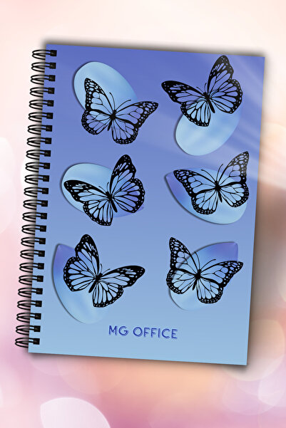 MG Office Caiet Dictando A5 Spirala 80 file Fluturi Monarh | Caiete Linii Liniat coli 80g/mp