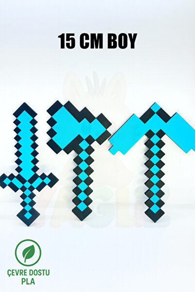 ESENLİWE Minecraft 15cm/ Kılıç-kazma- Balta Üçlü Elmas Set 15 Cm 3'lü Set