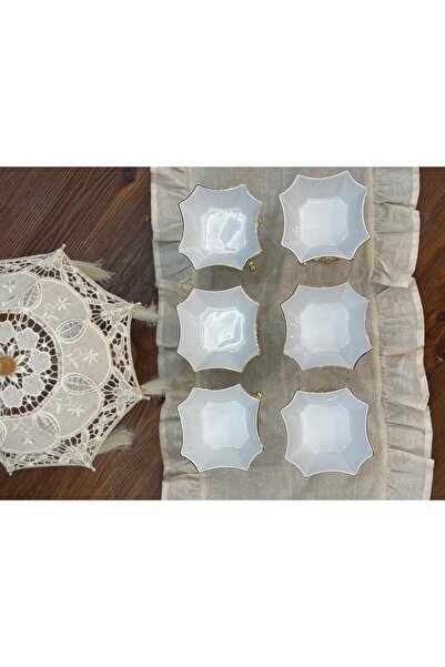 atabey home Silk Porcelain Cast Footed Bowl Set of 6 Real Gold Gilded