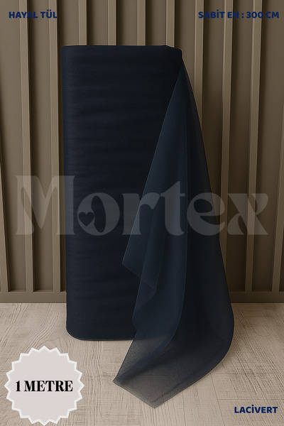 Mortex Lacivert Hayal Tül Boy 1 MT En Sabit 3 MT Nişan, Kına, Düğün, Bohça, K...