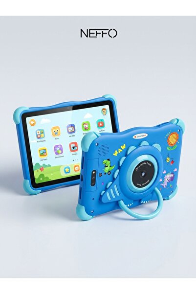 NEFFO 5G Wifi Android 13 Çocuk Tableti – Ön & Arka Kameralı, Eğitim ve Oyun İçin Kılıflı Tablet Mavi