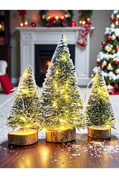 Yenigeldi LED Peri Gün Işığı + 3’lü (2 ADET 10 CM VE 1ADET 15 CM ) Yılbaşı Ağacı Seti t217