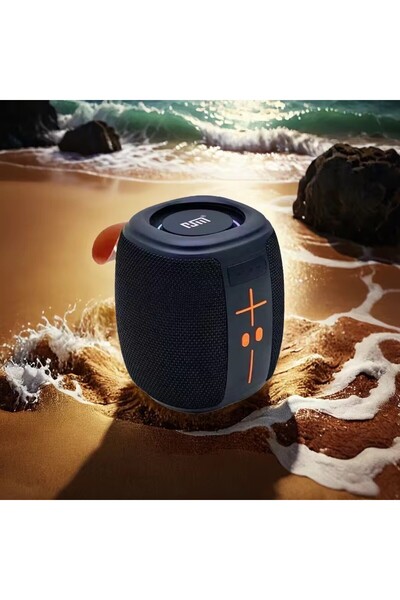 MeK Fine Portable Wireless Speaker, TWS, TF/USB, FM Radio, 360° Surround, IPX5, Electric Black