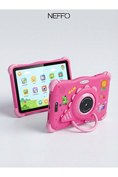 NEFFO 5G Wifi Android 13 Çocuk Tableti - Ön & Arka Kameralı, Eğitim ve Oyun İçin Kılıflı Tablet Pembe