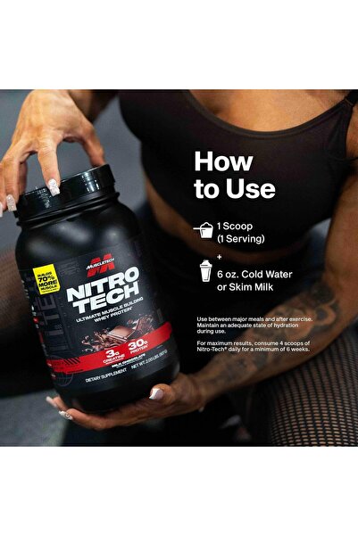 MUSCLETECH Nitro Tech Whey Protein, Milk Chocolate, 4 Lb, Ultimate Muscle Building Formula