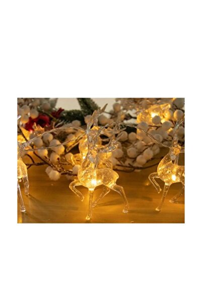WTO Garland of 10 decorated transparent reindeer, illuminated with warm white light, WTO®, 10 LEDs, 170cm