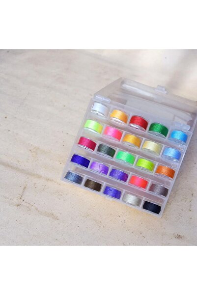 Kezban Tekstil Mini cutie de 25 bucăți de ață de cusut pentru ac de mână și mașină cadou