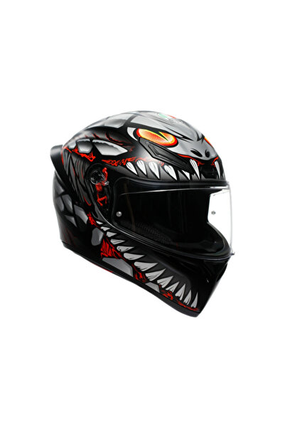 AGV KASK/K1 S E2206 LYZARD MATT BLACK GREY RED CONFİGURATİON