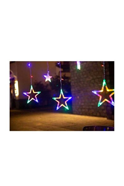 WTO Star light curtain, 138 LEDs, USB, multicolor, IP44, timer, 2.5x1 m, Transparenta