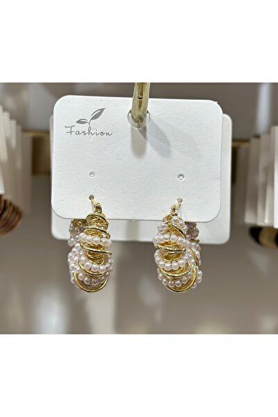 FASHION VIP İNCİLİ BURGU HALKA ÇELİK KÜPE