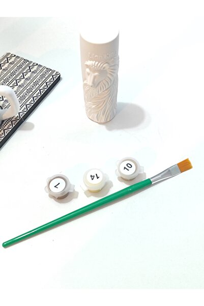 Denic Tasarım Taş Boyama Seti- Aslan Biblo -Seramik Obje -3 Boya-1 Firça