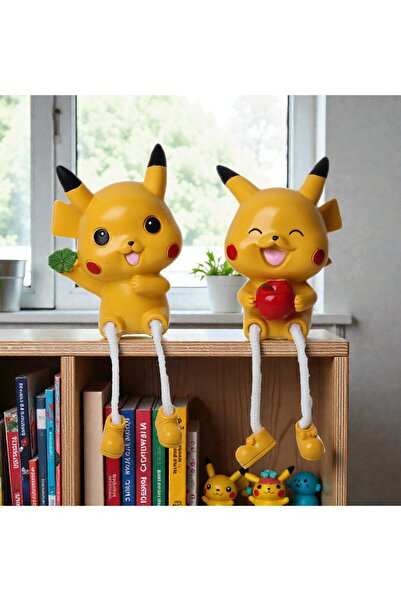 e-life shop Pokemon Go Pikachu Ayakları Sallanan 2’li Biblo Seti Dekoratif Ob...