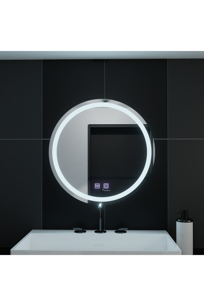 LUCEA Round LED Mirror, 70 cm, Touch, Demisting System, Dimmable