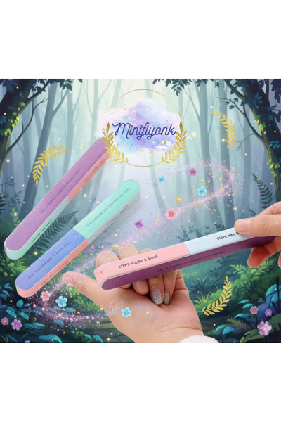 MİNİFİYONK مبرد أظافر من 7 جوانب، مبرد أظافر طبيعي وملمع أظافر عادي