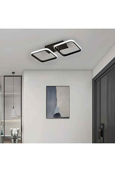 OEM LED Chandelier VERTEX 11W, 2 Squares, Linear, Cold/Warm/Neutral Light, Black