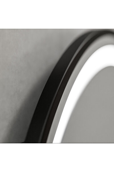 Celeste Oglindă rotundă cu LED, 60 cm - Majeste Noir MotionGlow Marcello, antiaburire, ceas și termometru, D