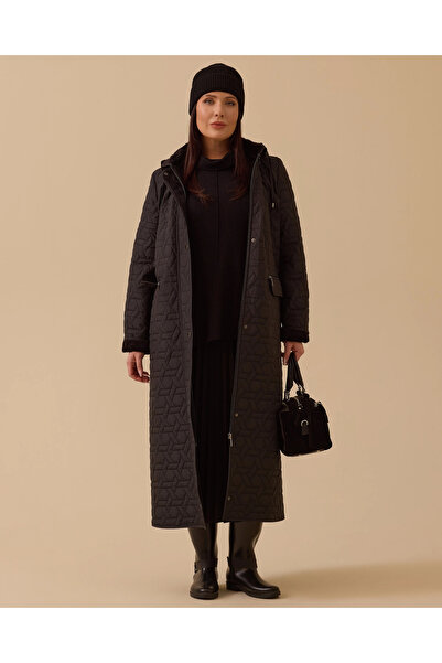 Gala-Xi معطف أنوراك طويل بغطاء للرأس مقاس كبير