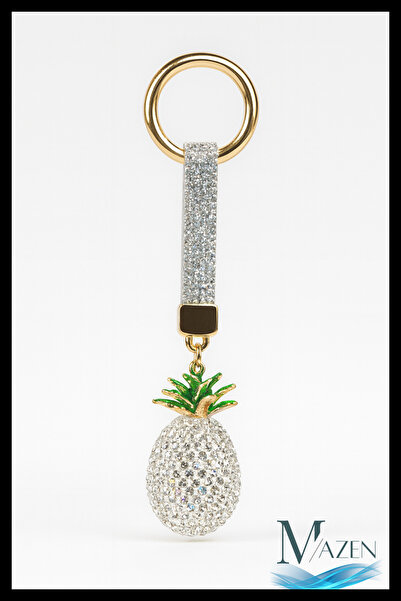 MAZEN Breloc de lux cu figurină de ananas din piatră de cristal și ornament p...