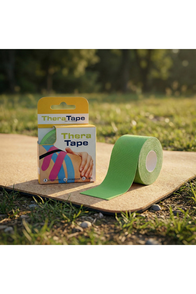 Theratape Support Your Movement Kinesio Sporcu Ağrı Bandı Yeşil Renk Yüz & Vücut Uyumlu Kinezyo Tape Bant (5m X 5cm)