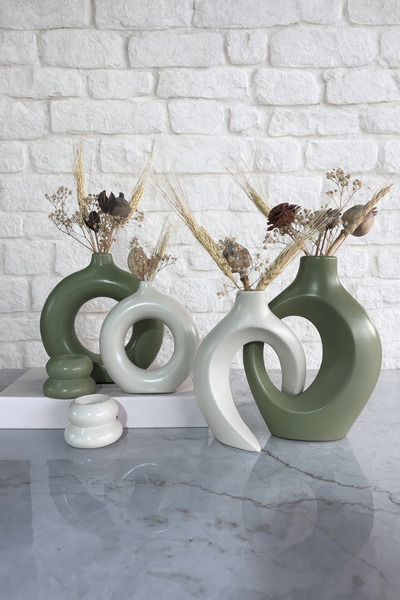 Zigzag Home Set decorativ de 6 bucăți de vază și suport pentru lumânări / vază inel, vază pentru iubit, set de figurine pentru suport pentru lumânări