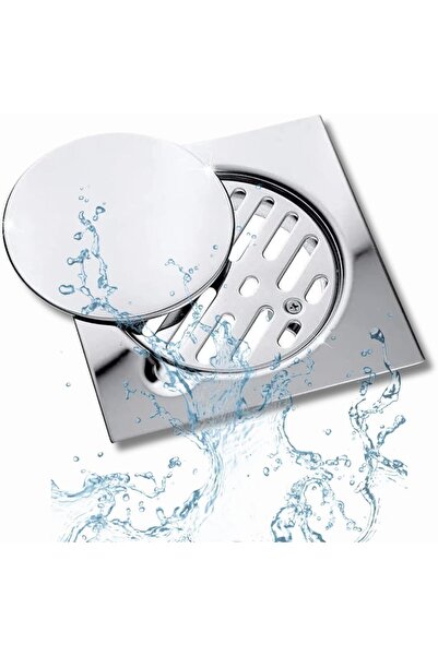 Alim مصرف أرضي من الفولاذ المقاوم للصدأ مقاس 15 × 15 سم مع شواية وغطاء