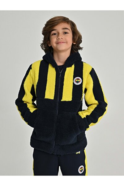 Fenerbahçe S.K. 25/26 Tribün Çubuklu Peluş Mont Children's Sweatshirt Dark Blue