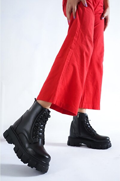 Weynes Women's Black Leather Wool Inside Zippered Daily Boots&bootie Wsb0204